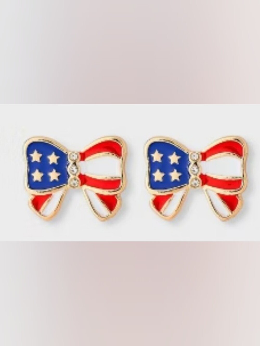 Red, white, and blue American flag bow earrings #patriotic